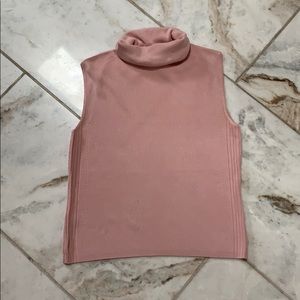 Ann Taylor silk turtle neck sleeveless ribbed top